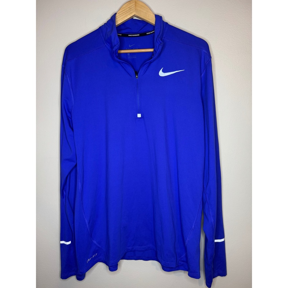 Nike‎ Running Dri-FIT Quarter Zip Pullover Royal Blue Women S Small Reflective